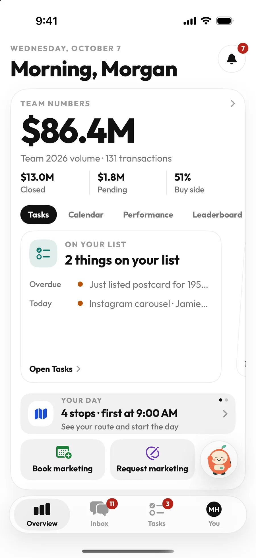 The Admin Hub in the iPhone app